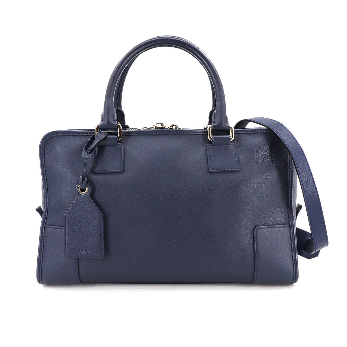 Amazona 36 Hand Shoulder Bag Leather Navy Anagram Purse