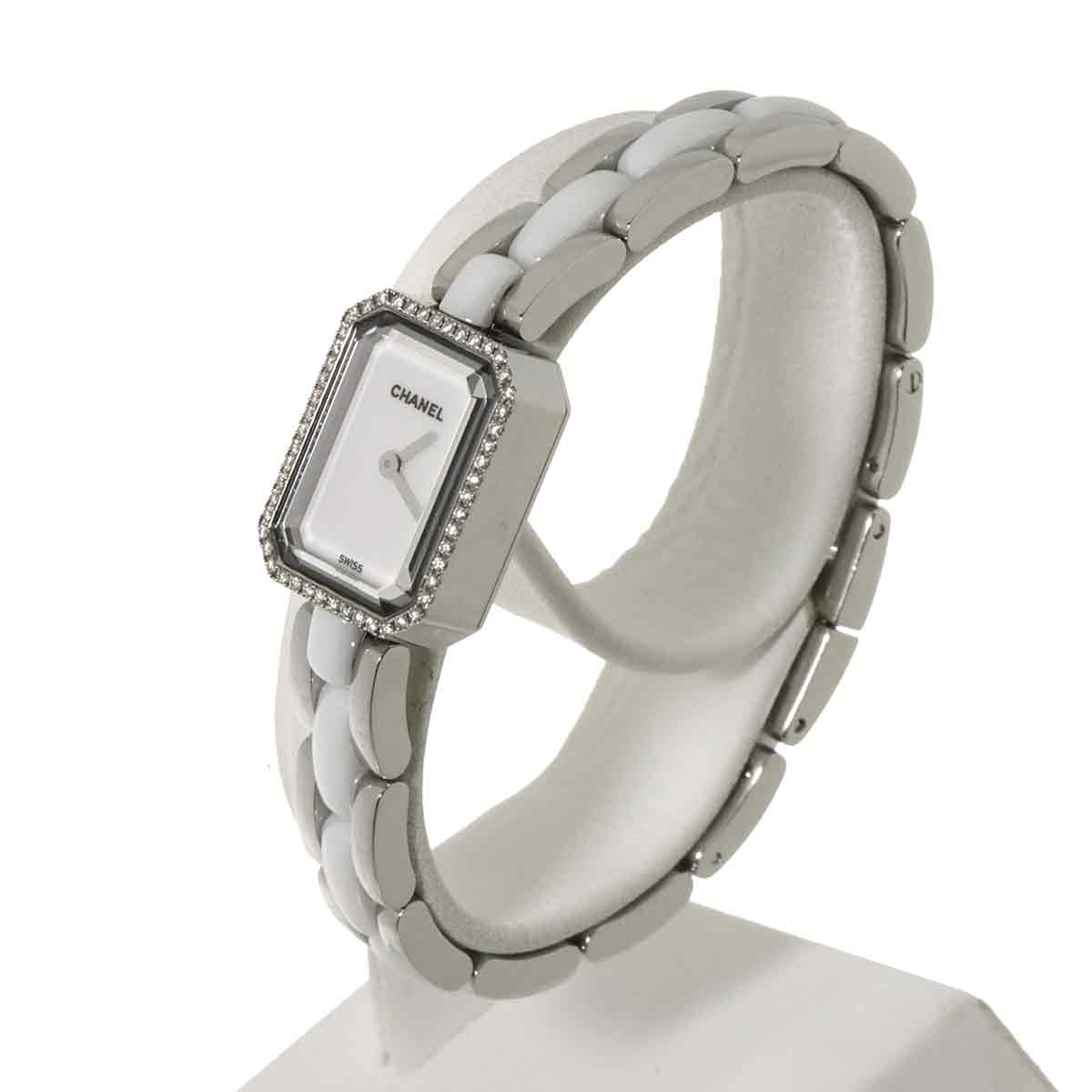 Premiere H2132 Diamond Bezel Ceramic Quartz White Dial Ladies
