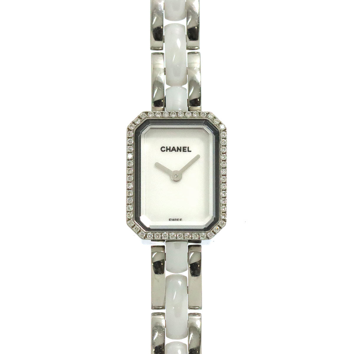 Premiere H2132 Diamond Bezel Ceramic Quartz White Dial Ladies