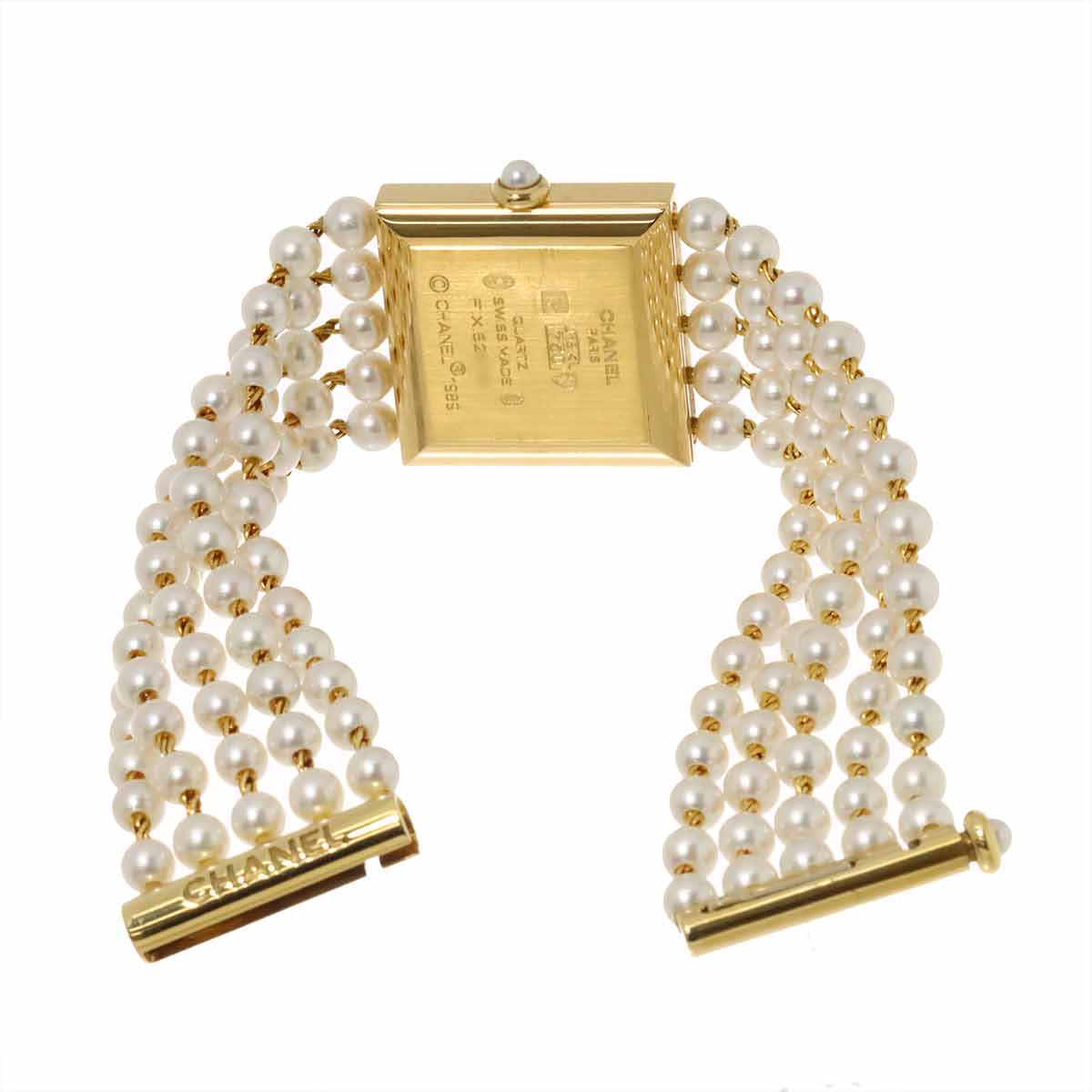 Mademoiselle Pearl Bracelet H0007 750 YG White Dial Ladies