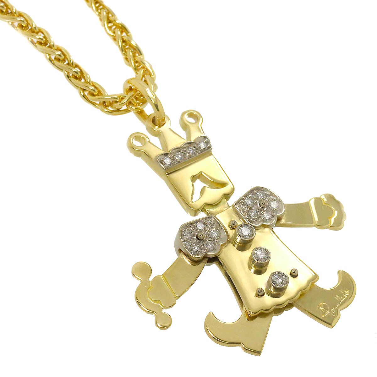 King Diamond Necklace 18K YG WG 750