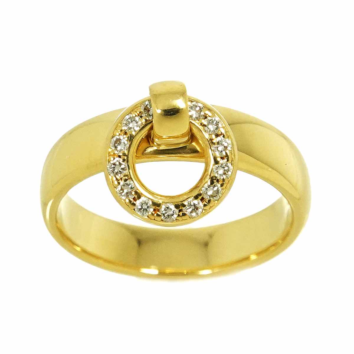 Door knock Diamond Ring 18K YG 750 size6-6.25(US)