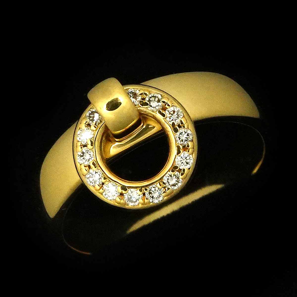 Door knock Diamond Ring 18K YG 750 size6-6.25(US)