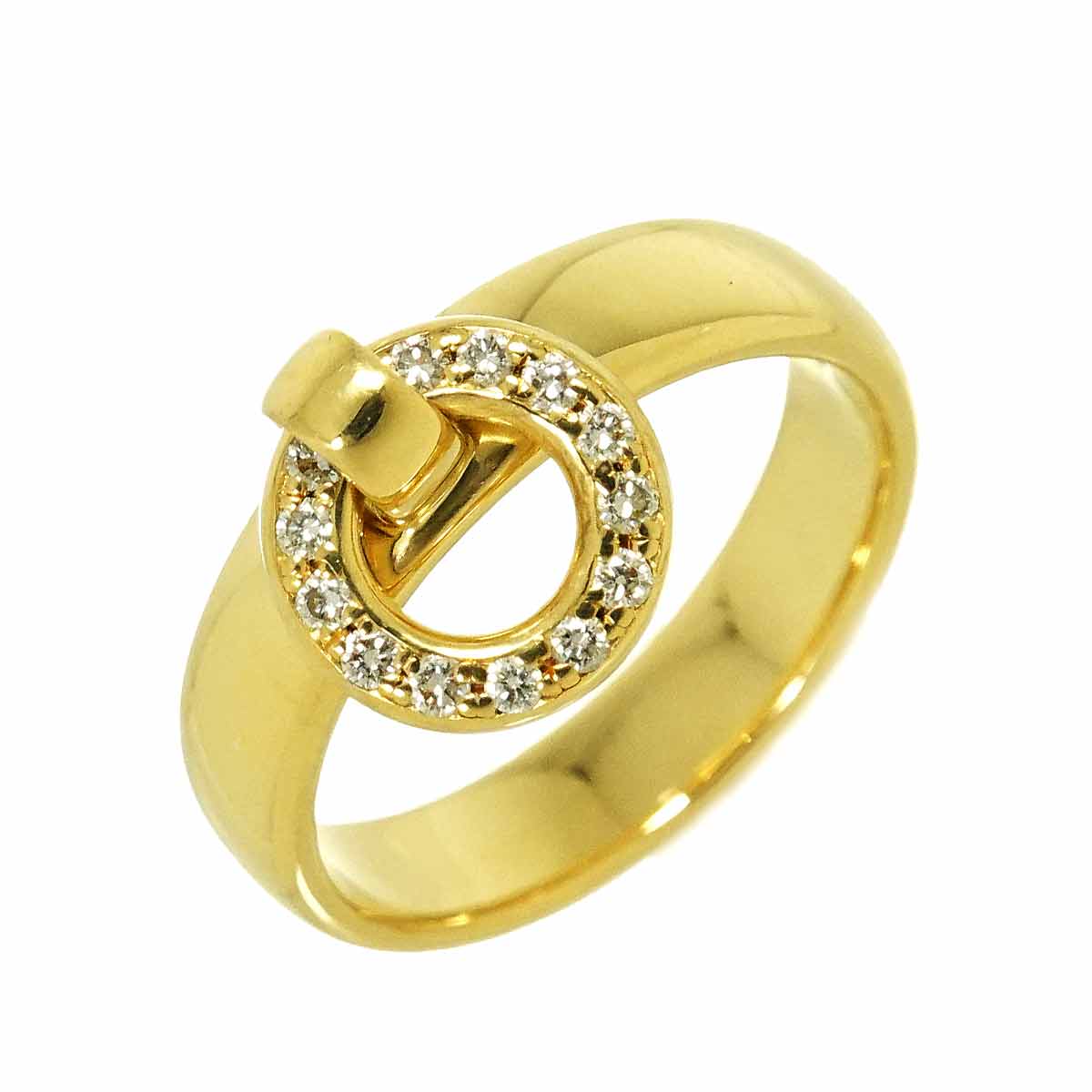 Door knock Diamond Ring 18K YG 750 size6-6.25(US)