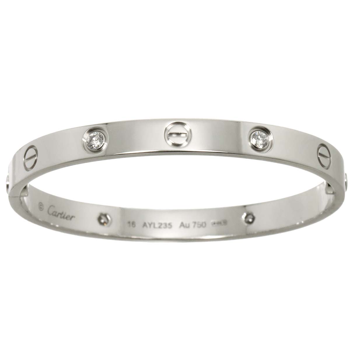 Love Bracelet Diamond 4P Bangle 18K WG 750 Size16