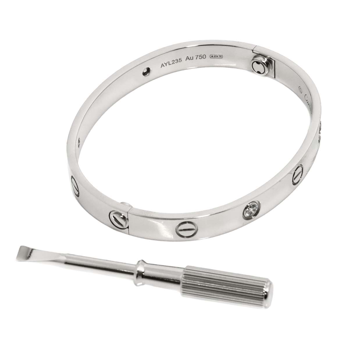 Love Bracelet Diamond 4P Bangle 18K WG 750 Size16