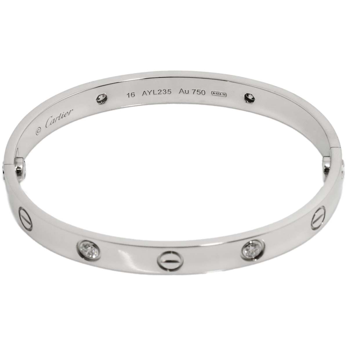 Love Bracelet Diamond 4P Bangle 18K WG 750 Size16