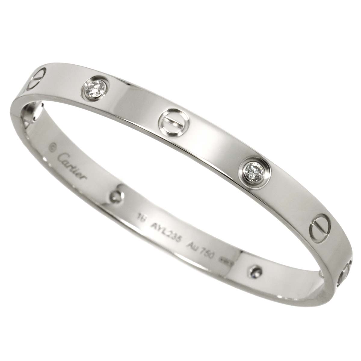 Love Bracelet Diamond 4P Bangle 18K WG 750 Size16