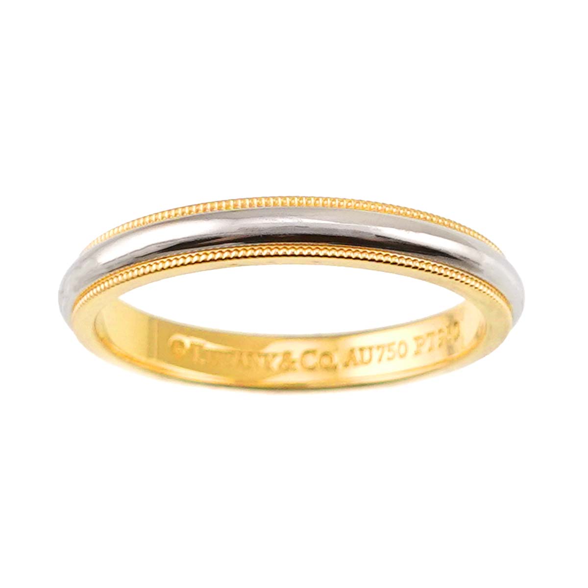 Milgrain Band Ring 18K 750 YG Platinum Size11.5-11.75(US)