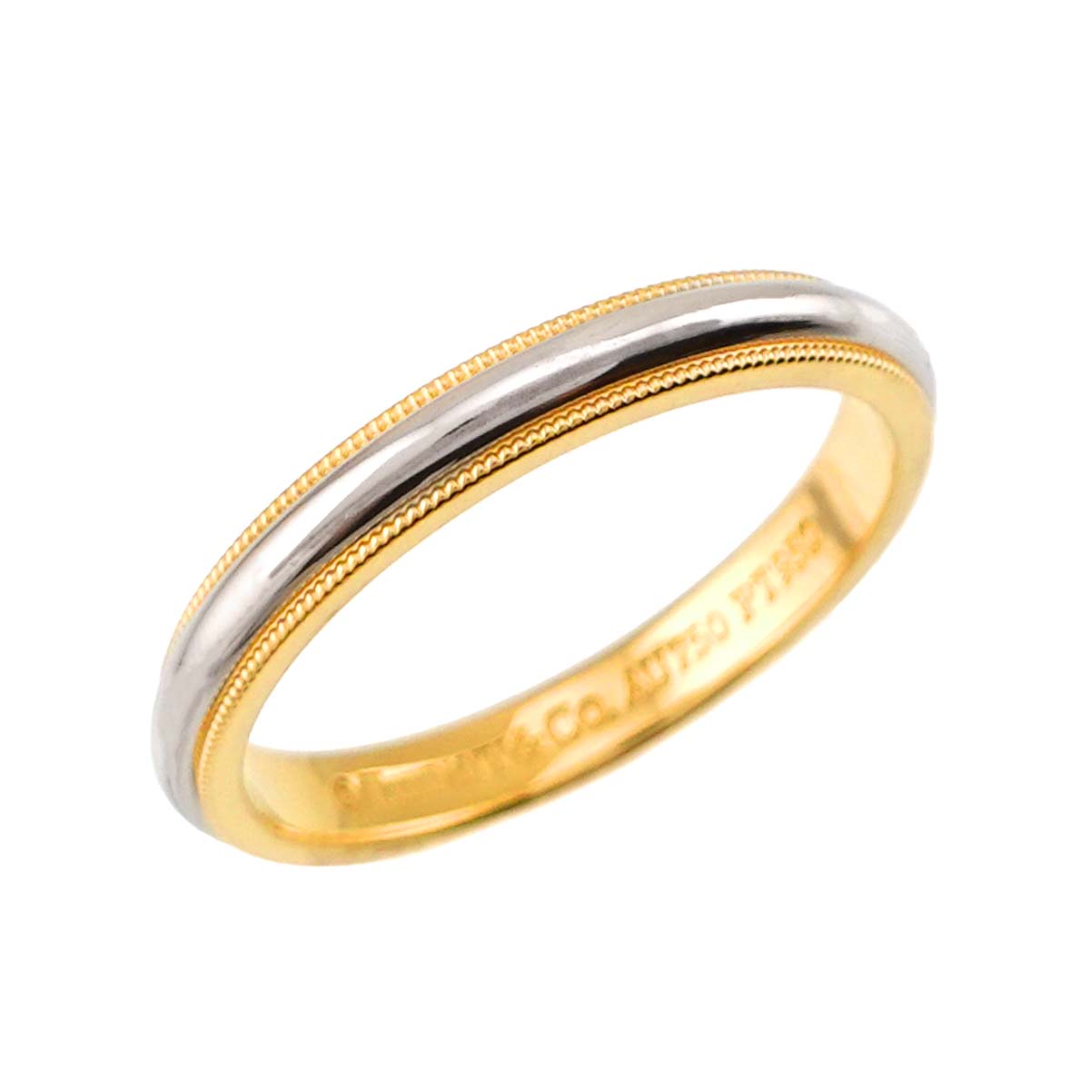 Milgrain Band Ring 18K 750 YG Platinum Size11.5-11.75(US)