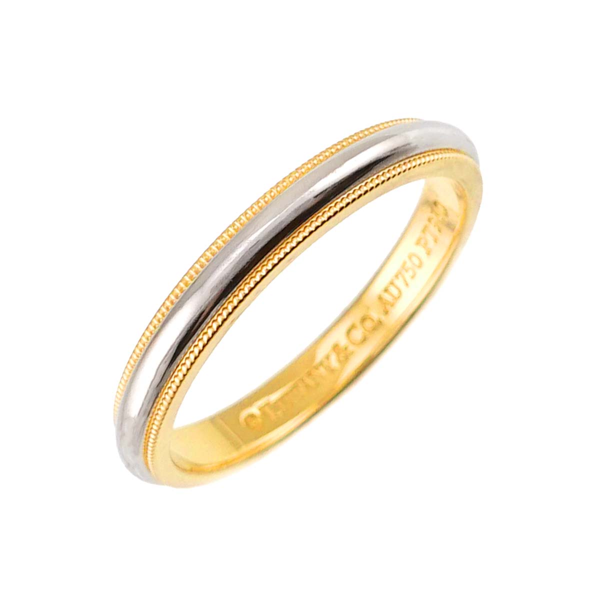Milgrain Band Ring 18K 750 YG Platinum Size11.5-11.75(US)