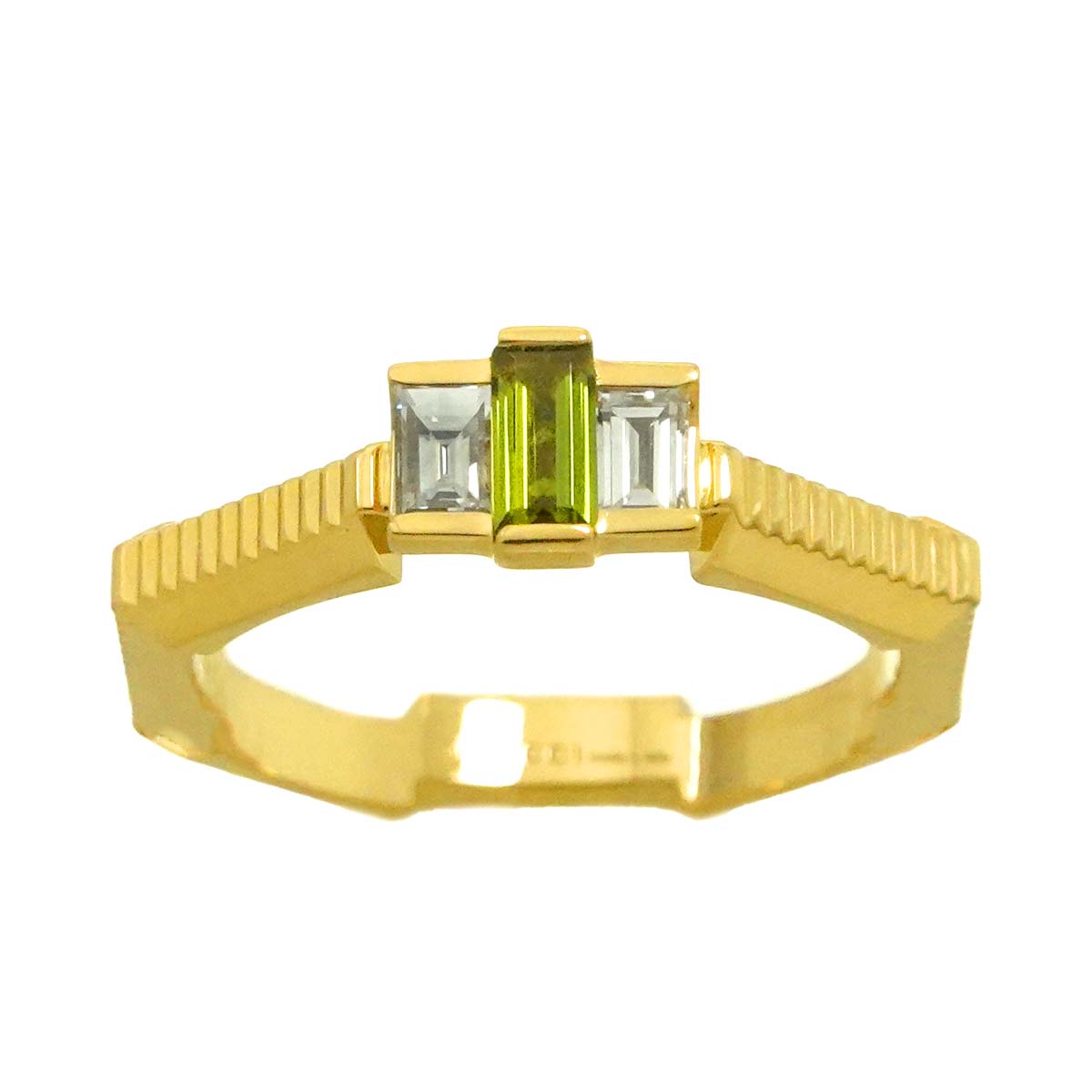 LinktoLove Tourmaline Diamond Ring 18K YG 750 Size6 3.25-3.75(US)