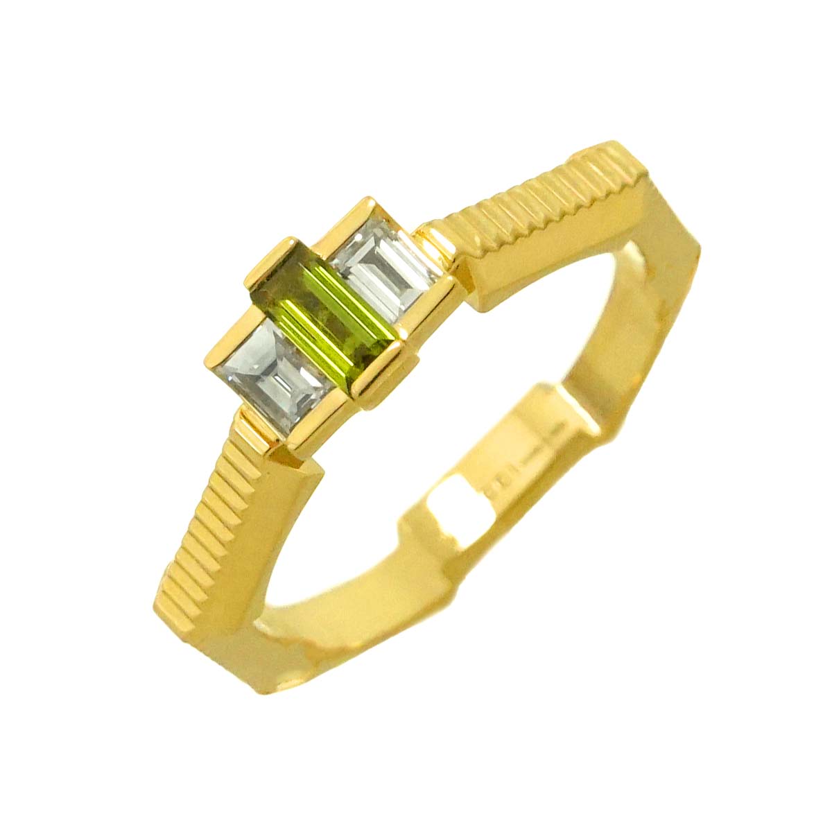 LinktoLove Tourmaline Diamond Ring 18K YG 750 Size6 3.25-3.75(US)