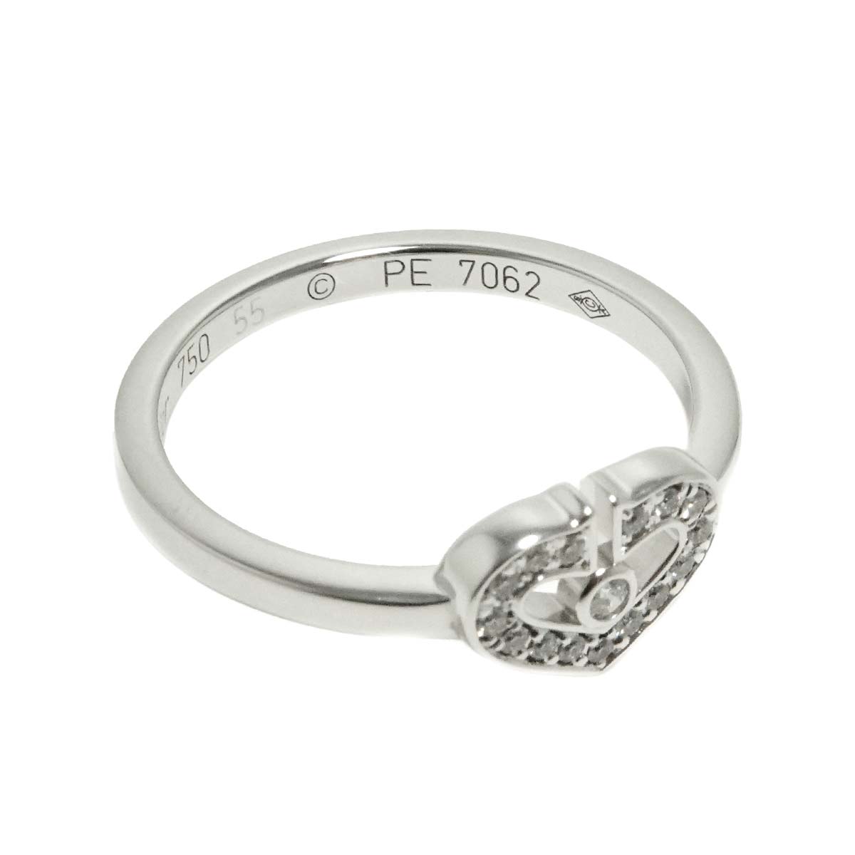 C Heart Diamond Ring 18K WG 750 size55 6.75(US)