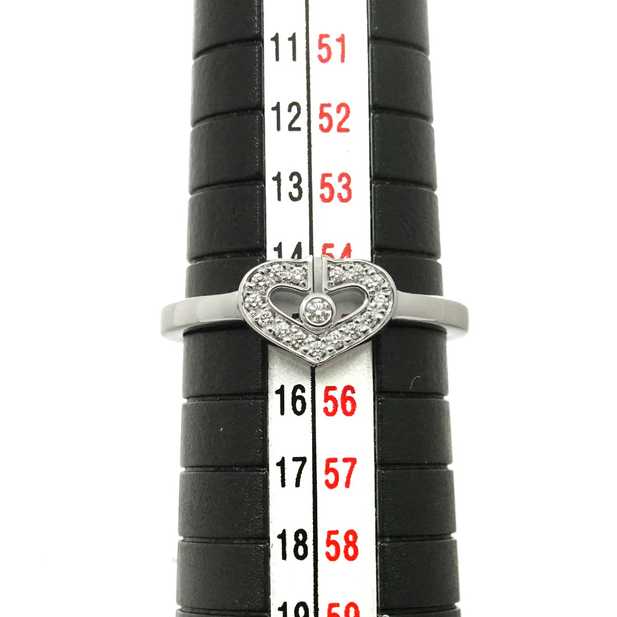 C Heart Diamond Ring 18K WG 750 size55 6.75(US)