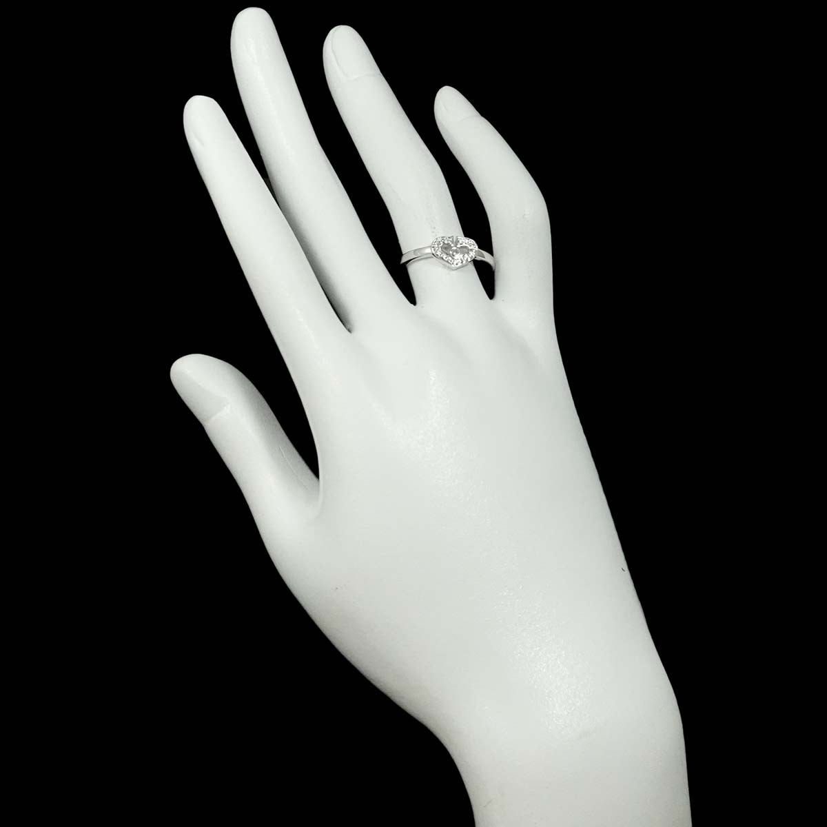 C Heart Diamond Ring 18K WG 750 size55 6.75(US)