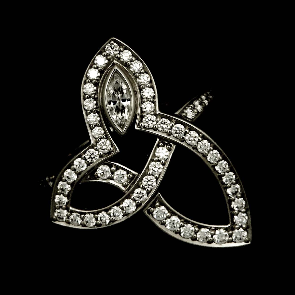 Lily Cluster Diamond Ring Pt Size3.75(US)