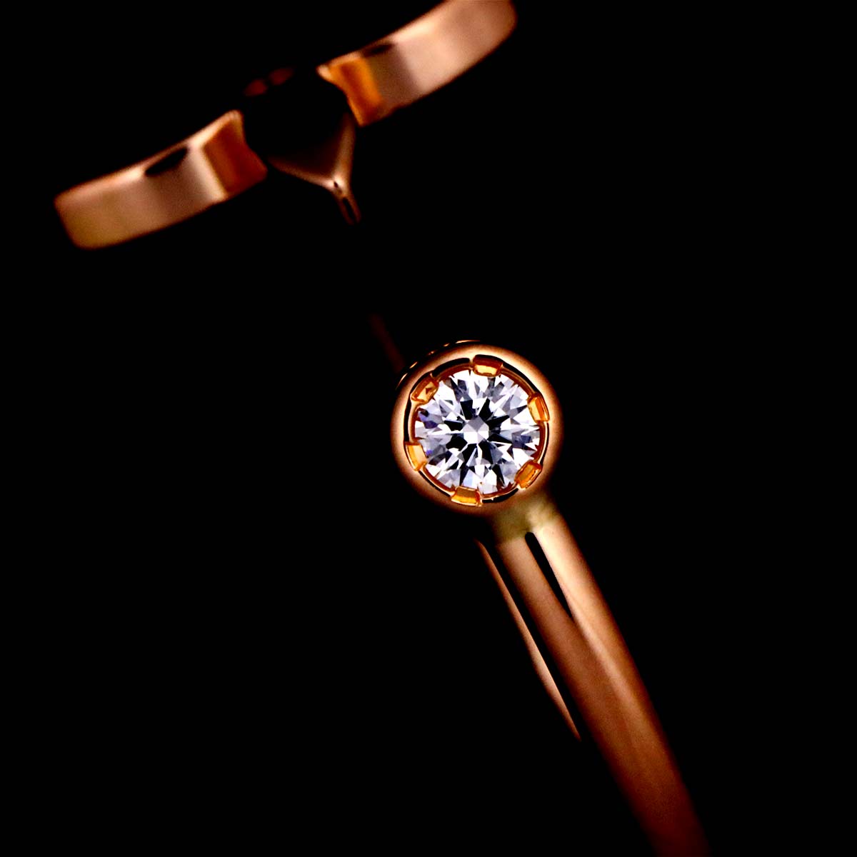 Diamond Ring K18 PG Size51 5.5-5.75(US)