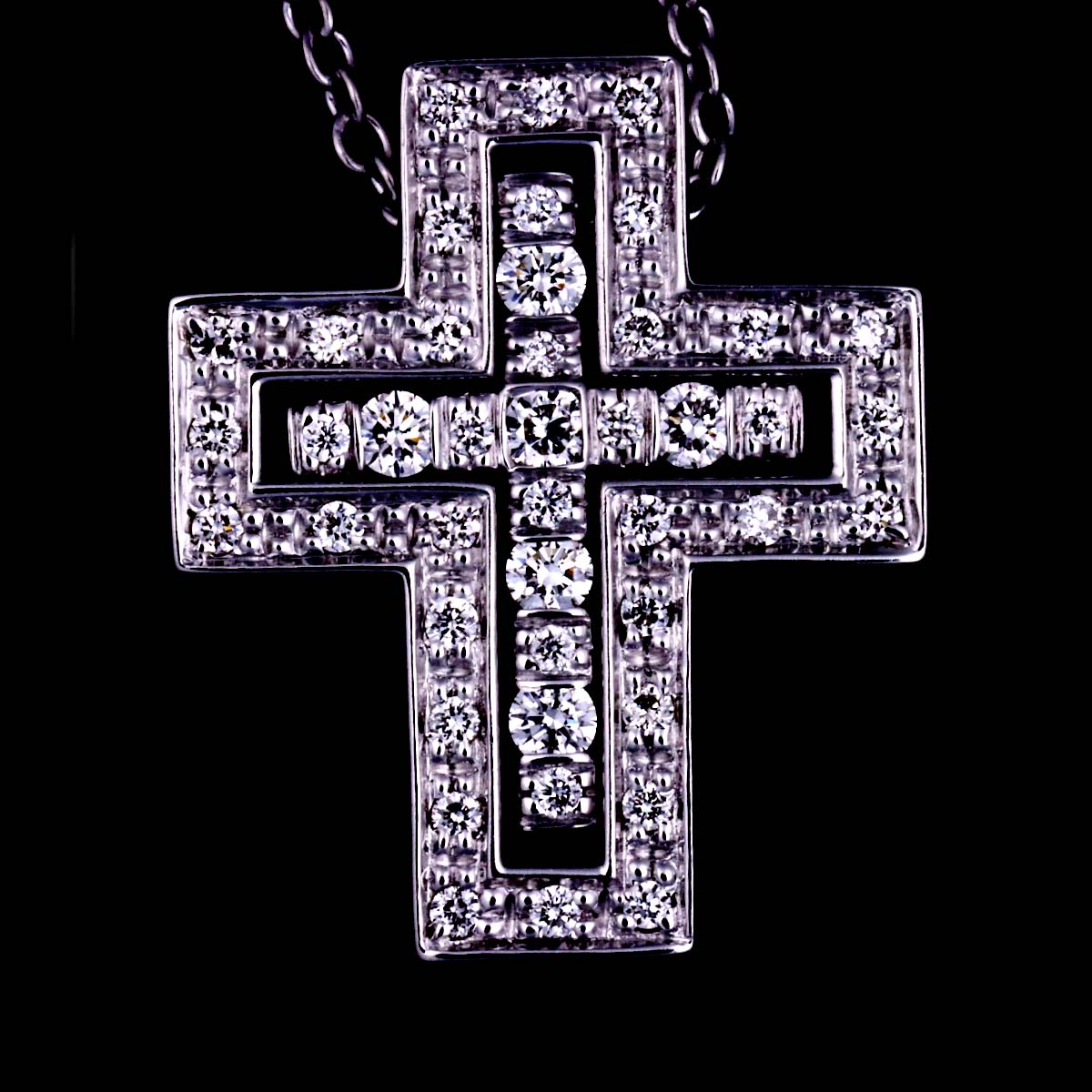 Belle Epoque Diamond Cross Necklace XXS 18K WG 750