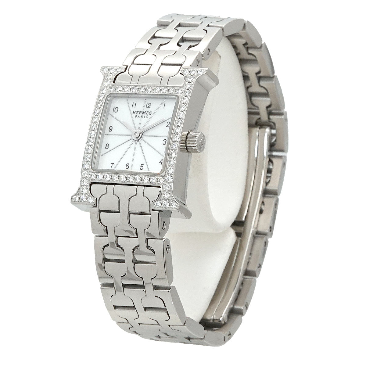 H Watch Mini HH1.130 Bezel Diamond Quartz White Shell Dial