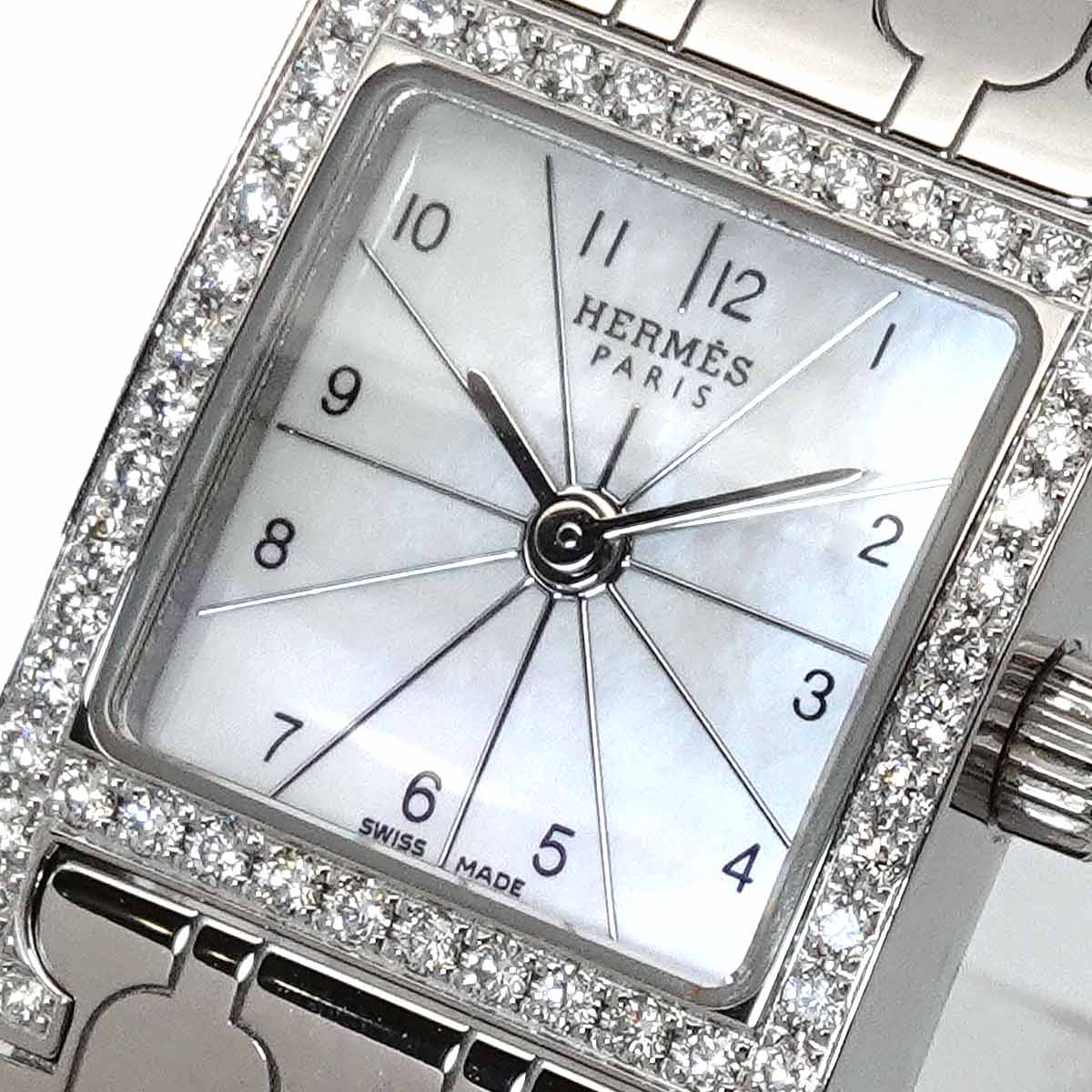 H Watch Mini HH1.130 Bezel Diamond Quartz White Shell Dial