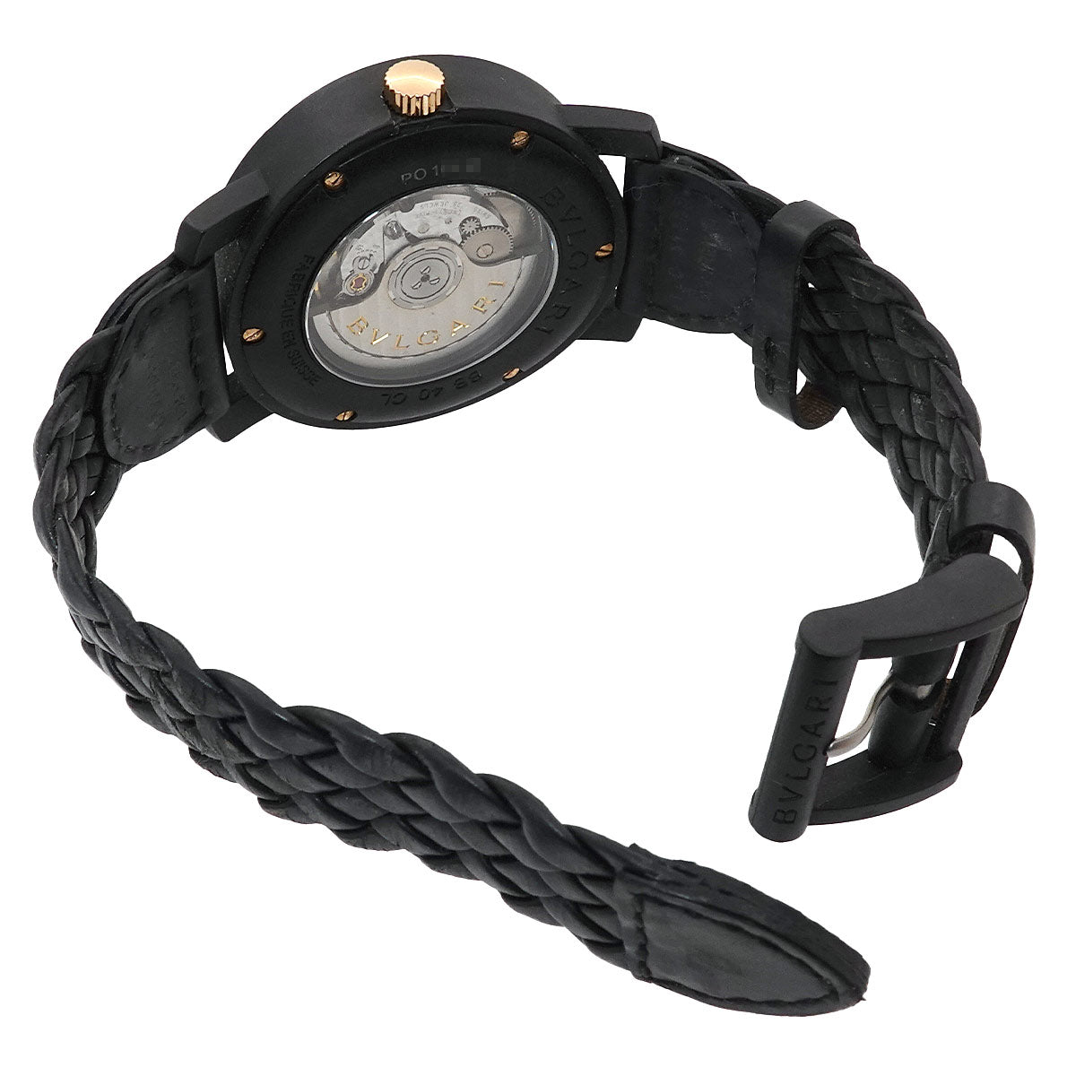 BVLGARIBVLGARI Carbon Gold BB40CL 750 YG Black Dial Mens