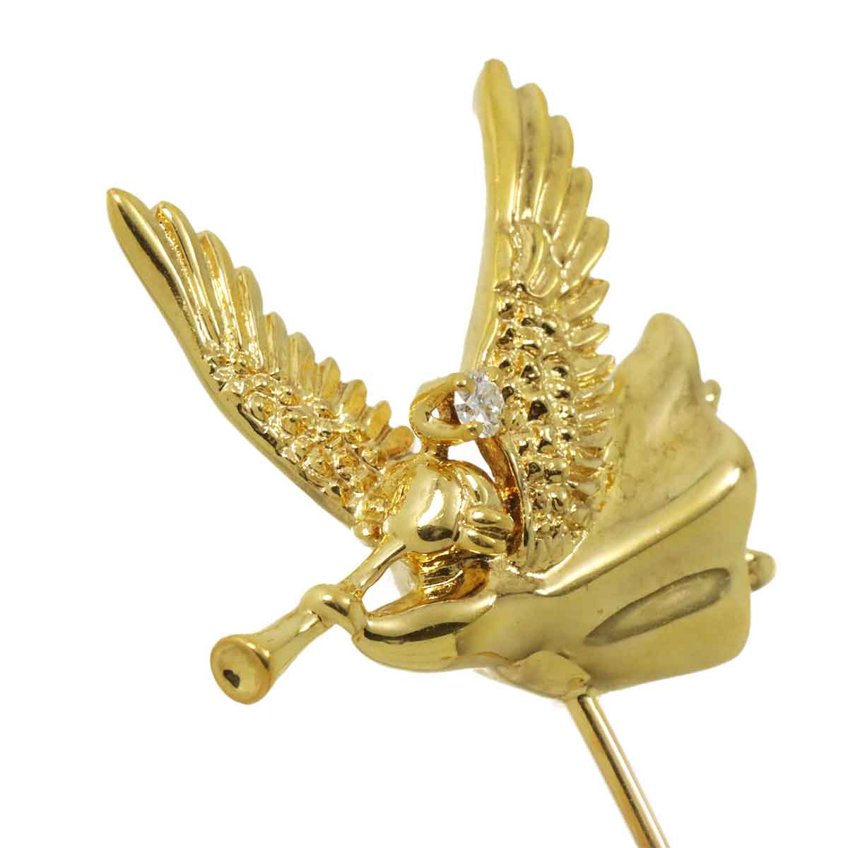 Diamond 0.03ct Pin Brooch 18K YG 750