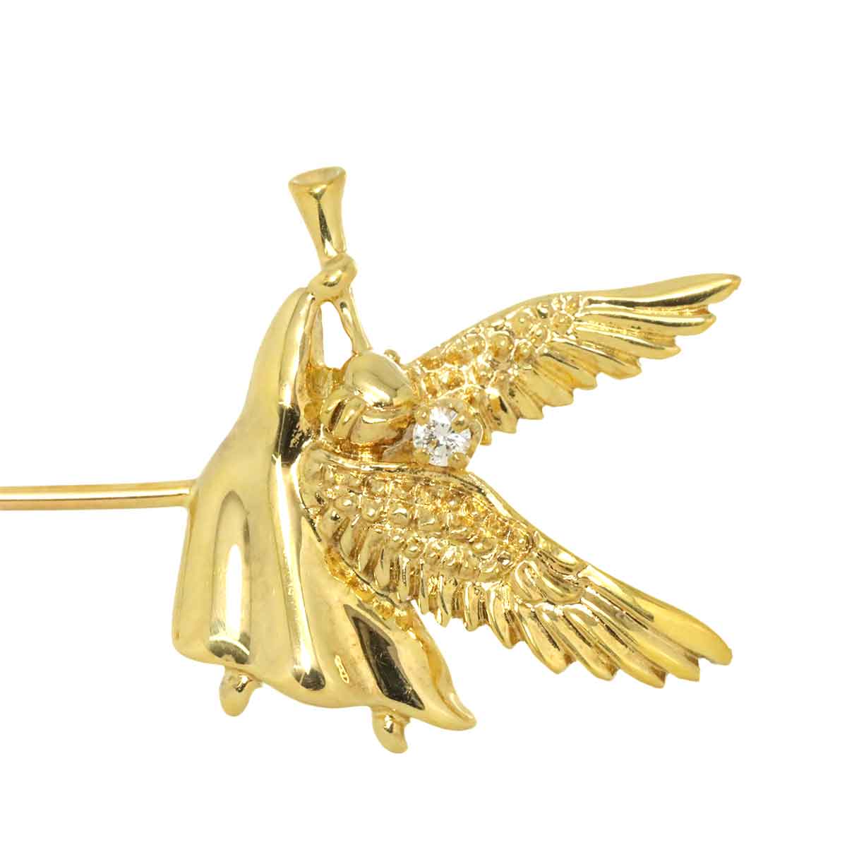 Diamond 0.03ct Pin Brooch 18K YG 750