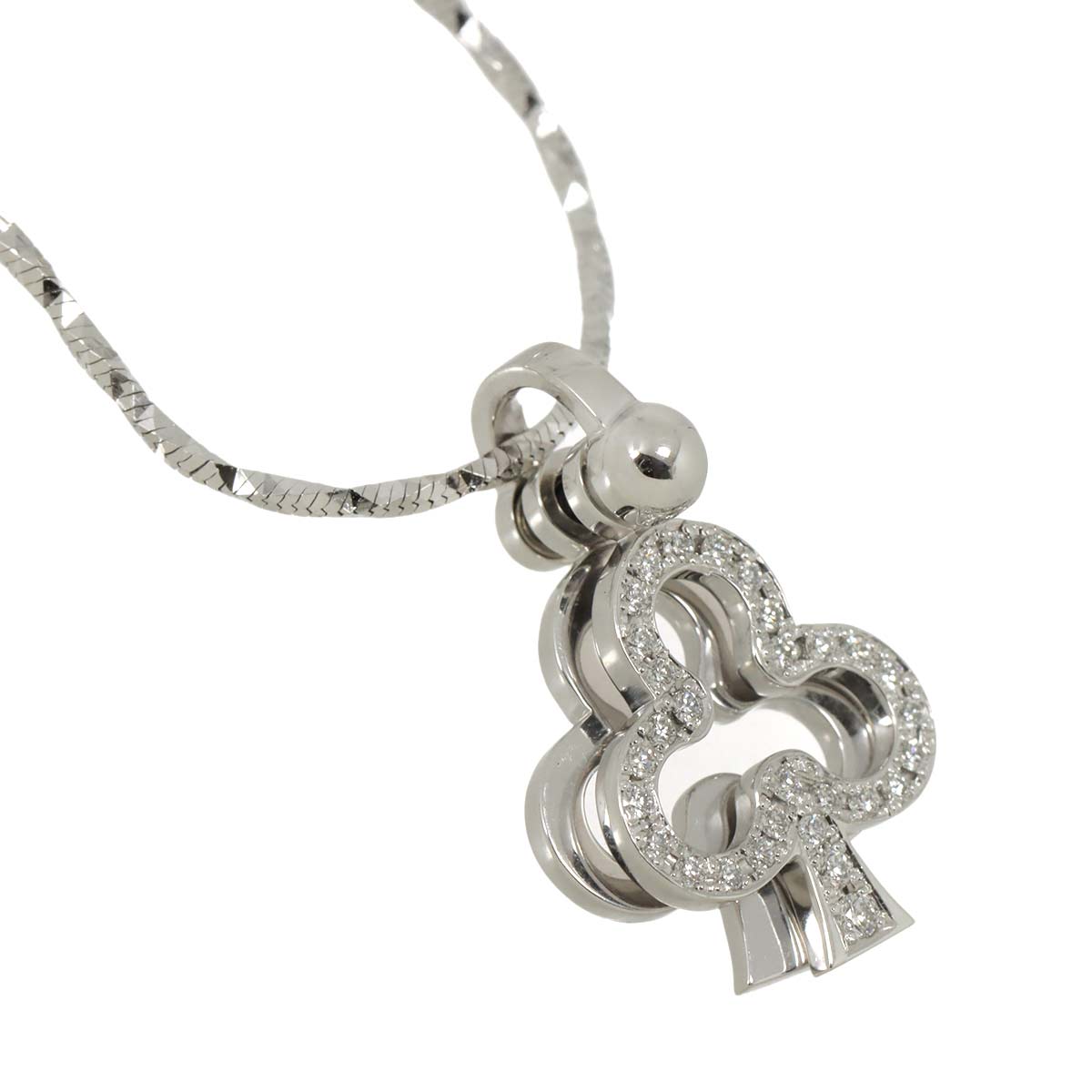 Clover Diamond 0.23ct Necklace 18K White Gold 750