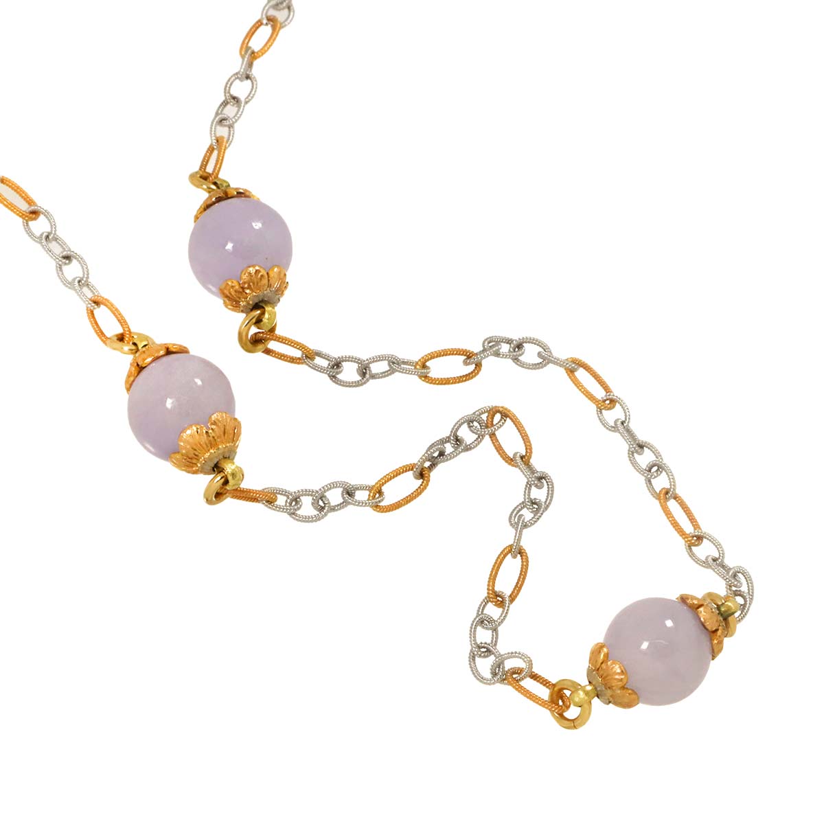 Jade Long Necklace 18K YG PG WG 750