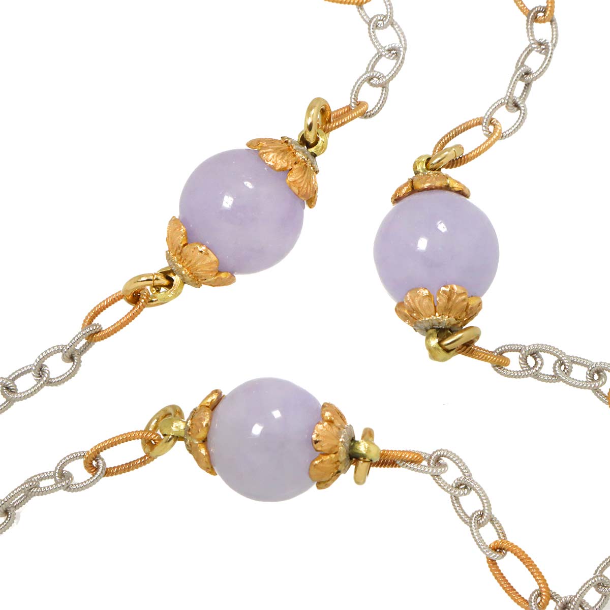 Jade Long Necklace 18K YG PG WG 750