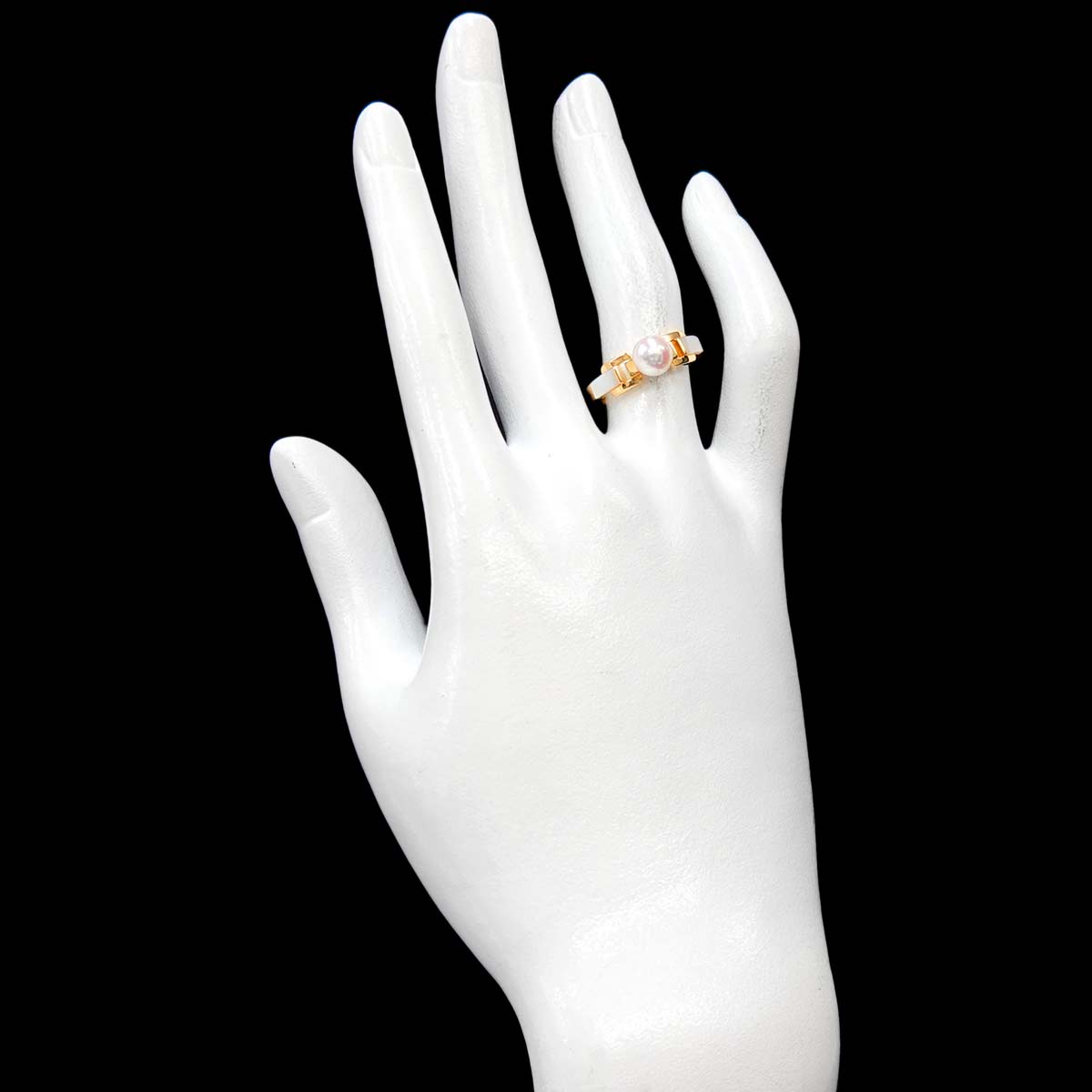 Akoya Pearl 6.3mm Mother of Pearl MOP Ring 18K YG 750 Size6(US)