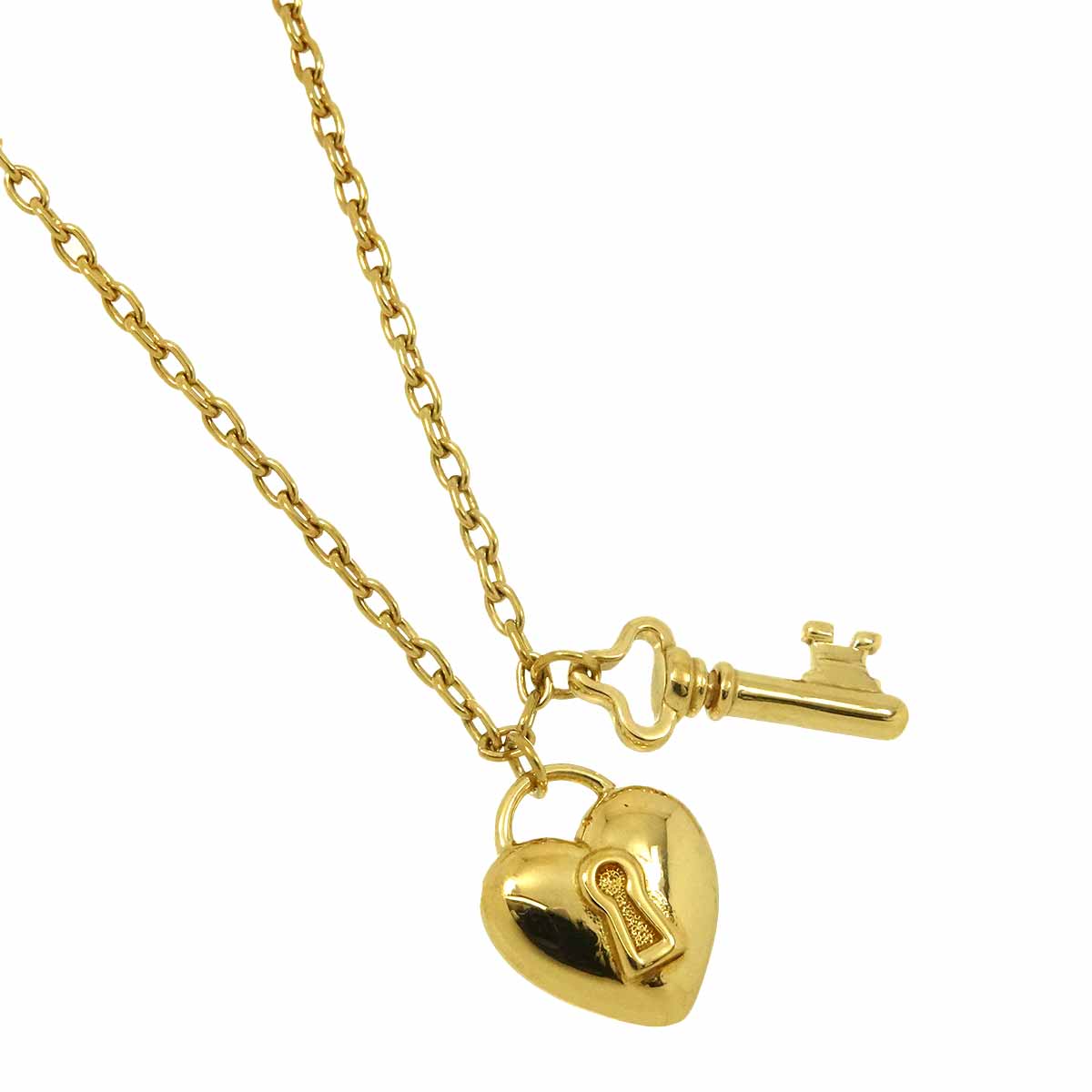 Heart Rock Key Necklace 18K Yellow Gold 750