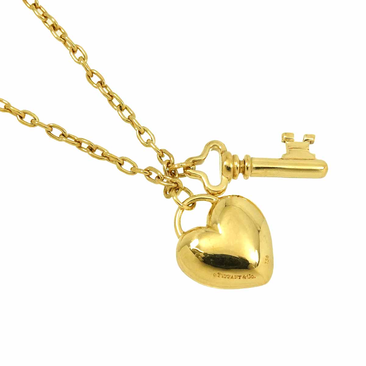 Heart Rock Key Necklace 18K Yellow Gold 750
