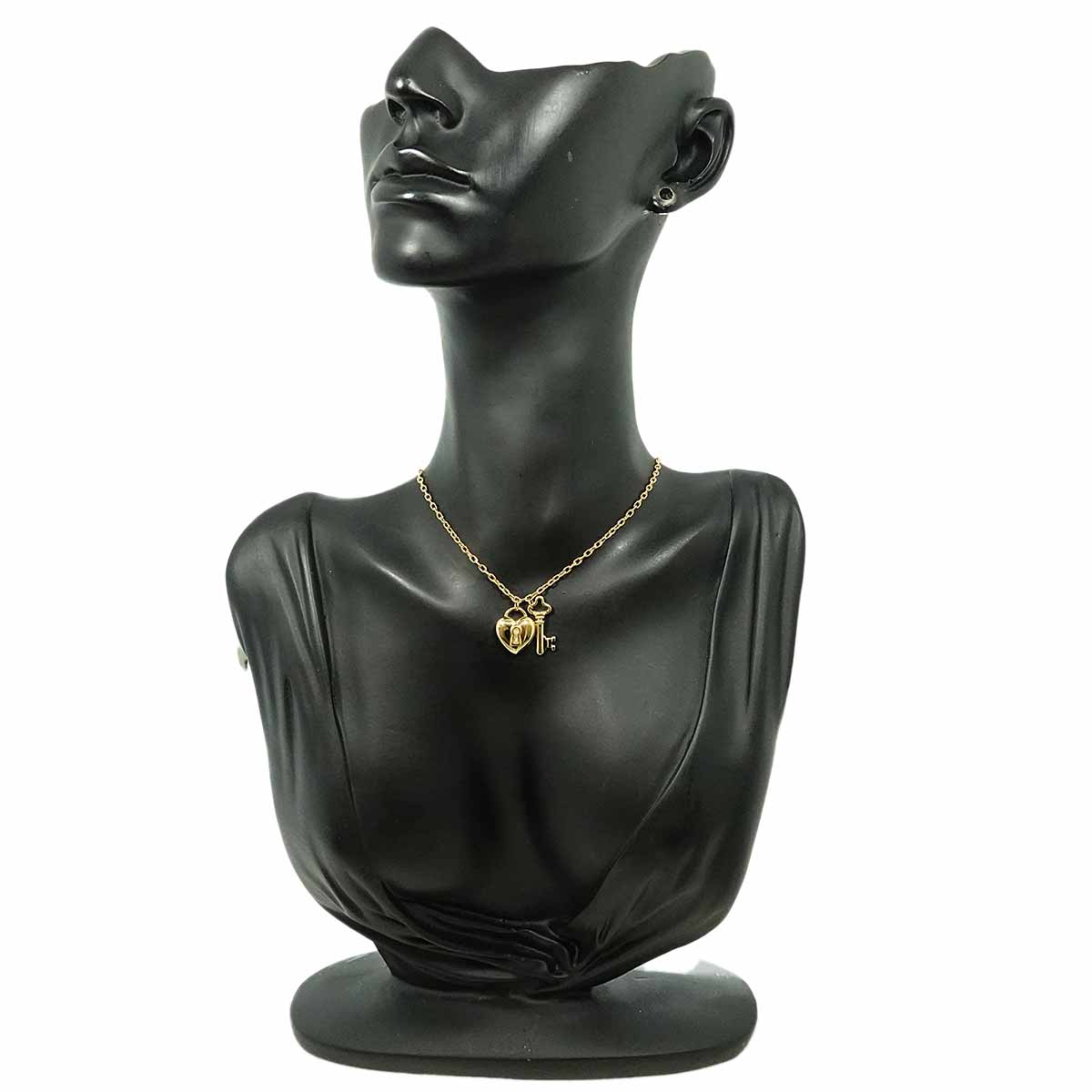 Heart Rock Key Necklace 18K Yellow Gold 750
