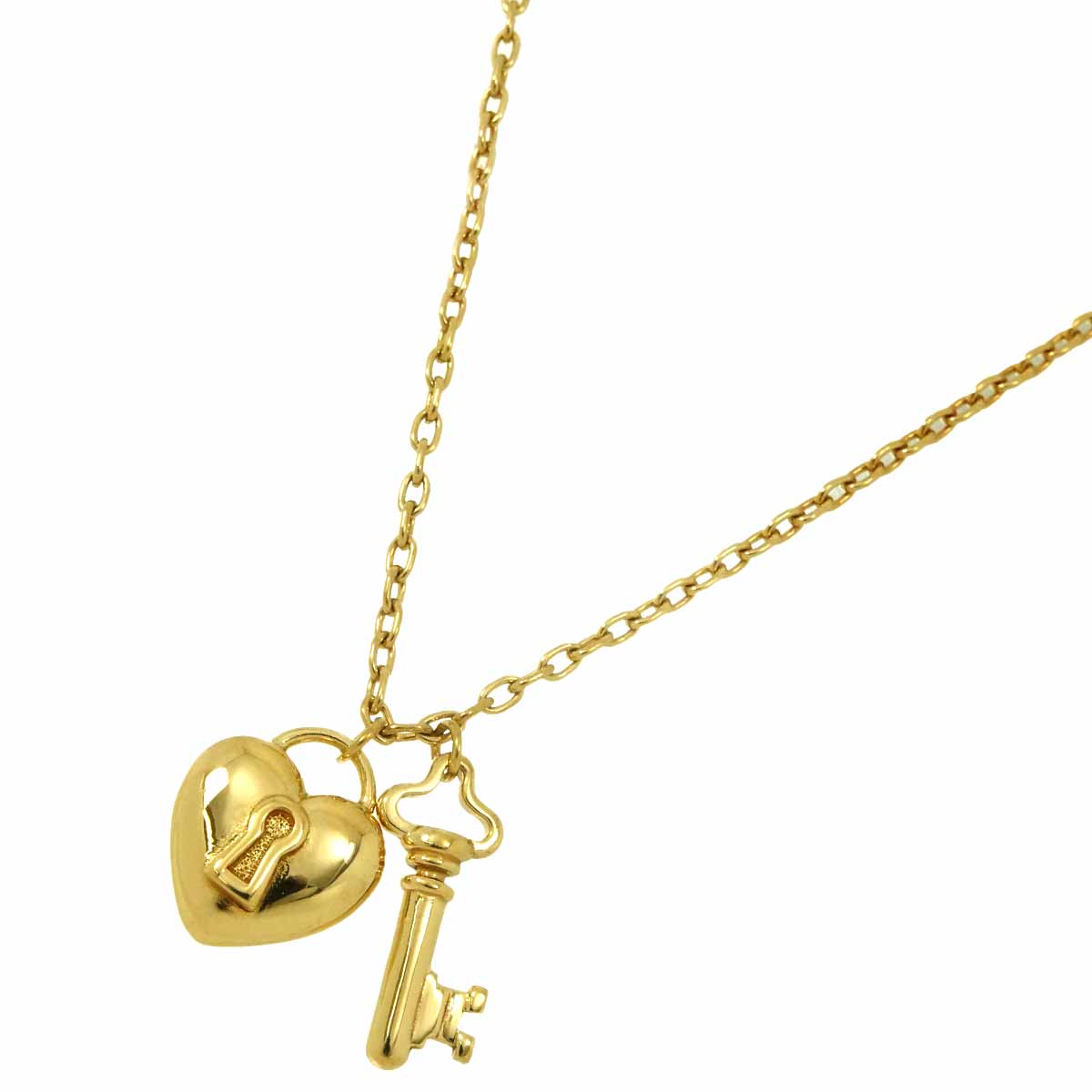 Heart Rock Key Necklace 18K Yellow Gold 750