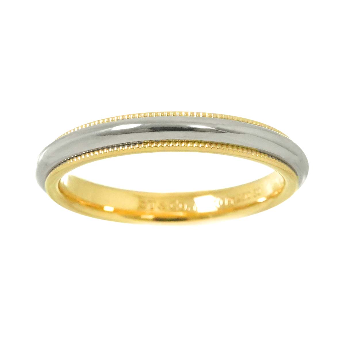 Milgrain Band Ring 18K 750 YG Platinum Size5.5-5.75(US)