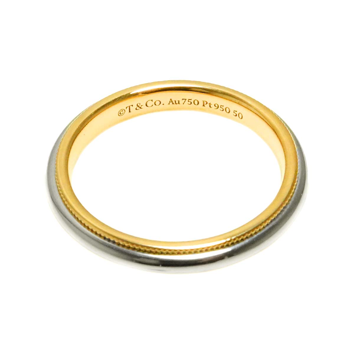 Milgrain Band Ring 18K 750 YG Platinum Size5.5-5.75(US)