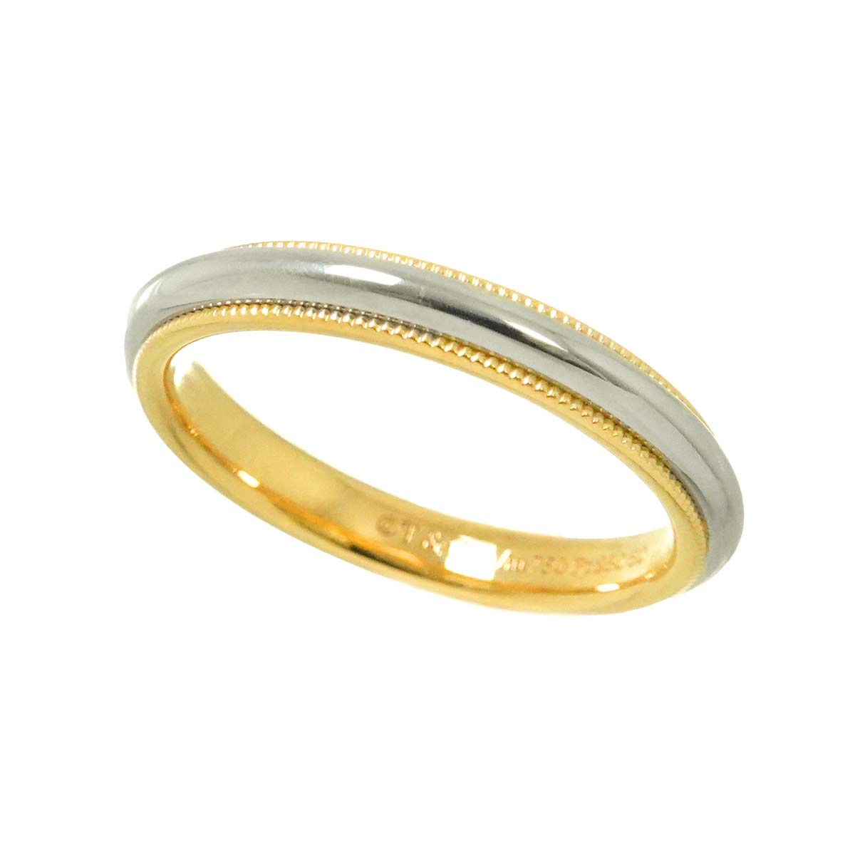 Milgrain Band Ring 18K 750 YG Platinum Size5.5-5.75(US)