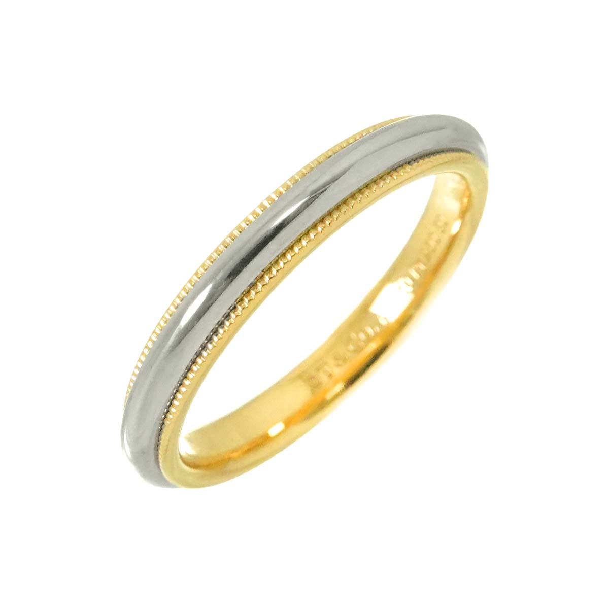 Milgrain Band Ring 18K 750 YG Platinum Size5.5-5.75(US)