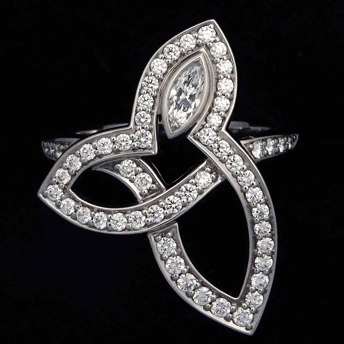 Lily Cluster Diamond Ring Pt Size4.5(US)