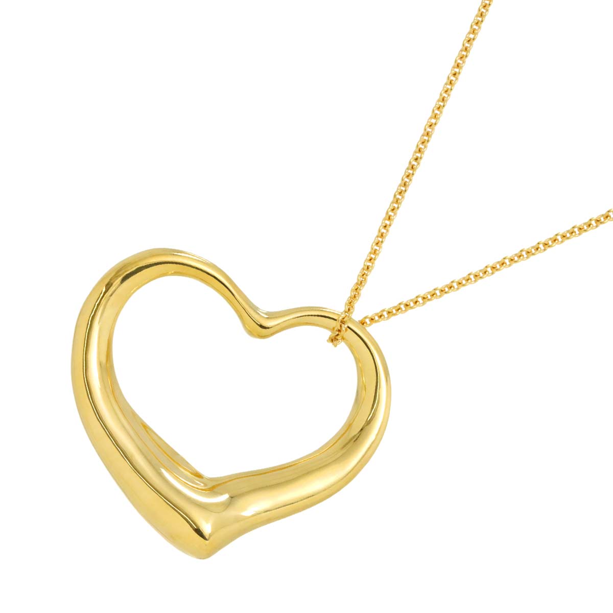 Open Heart Long Necklace 18K Yellow Gold 750