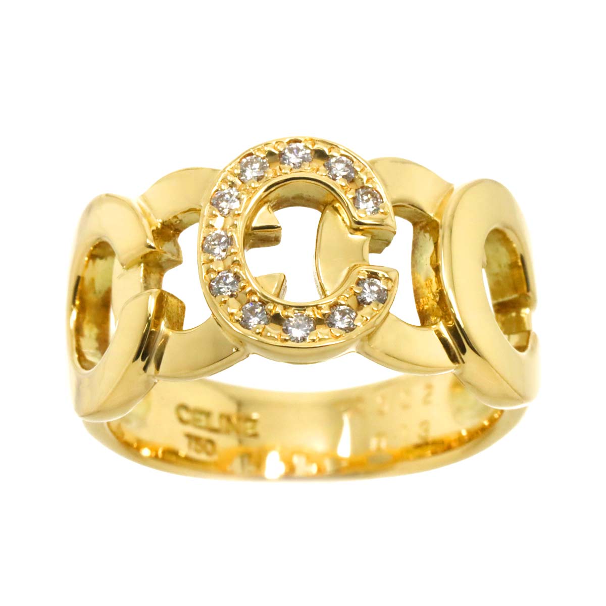 CELINE Ruby 0.13ct Diamond 0.28ct Ring 18K YG 750 siza6-6.25(US)