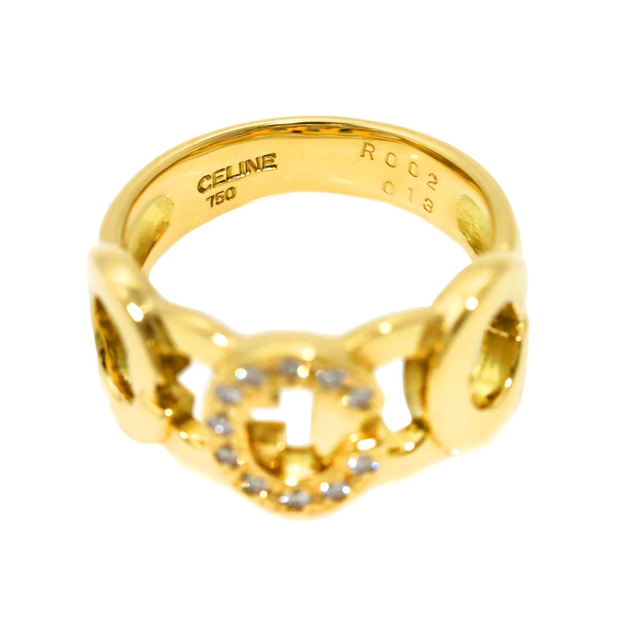 CELINE Ruby 0.13ct Diamond 0.28ct Ring 18K YG 750 siza6-6.25(US)