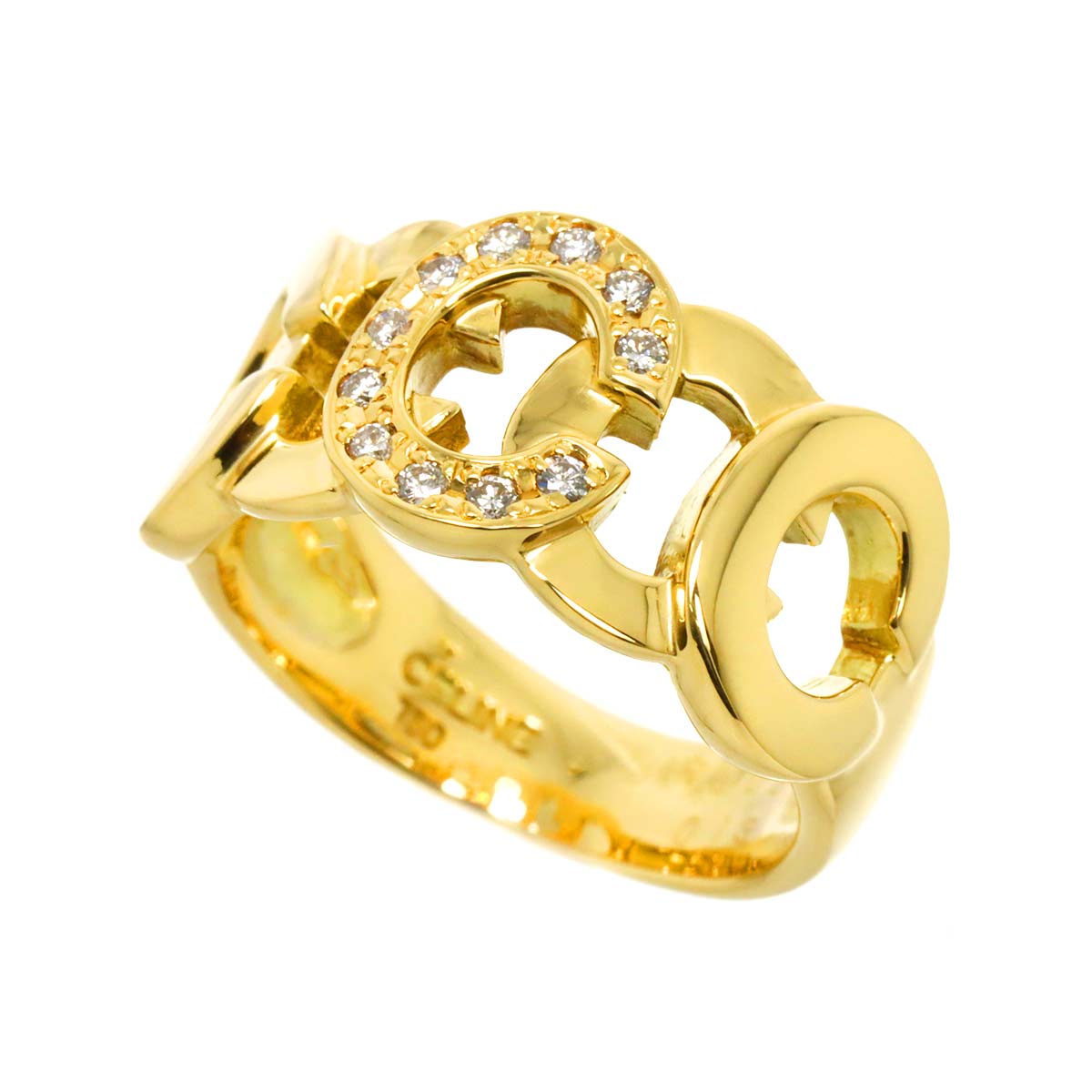 CELINE Ruby 0.13ct Diamond 0.28ct Ring 18K YG 750 siza6-6.25(US)