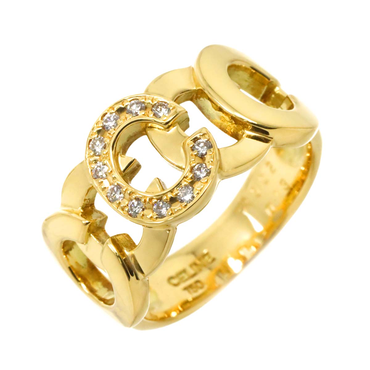 CELINE Ruby 0.13ct Diamond 0.28ct Ring 18K YG 750 siza6-6.25(US)