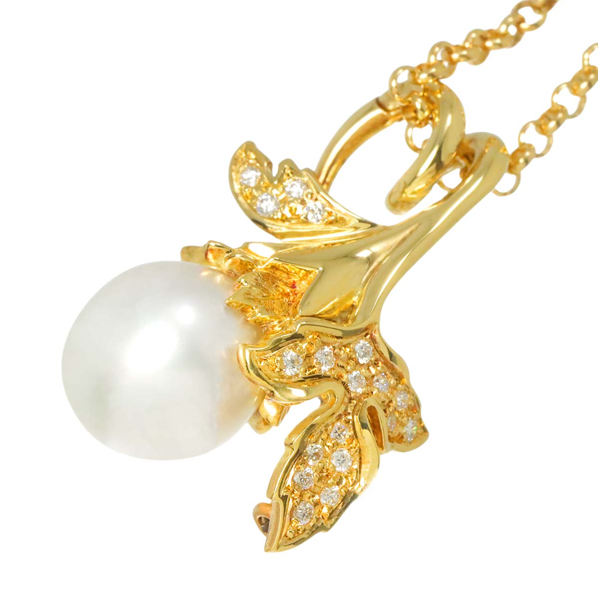 South Sea pearl 11.5mm Diamond Necklace 18K Yellow Gold 750