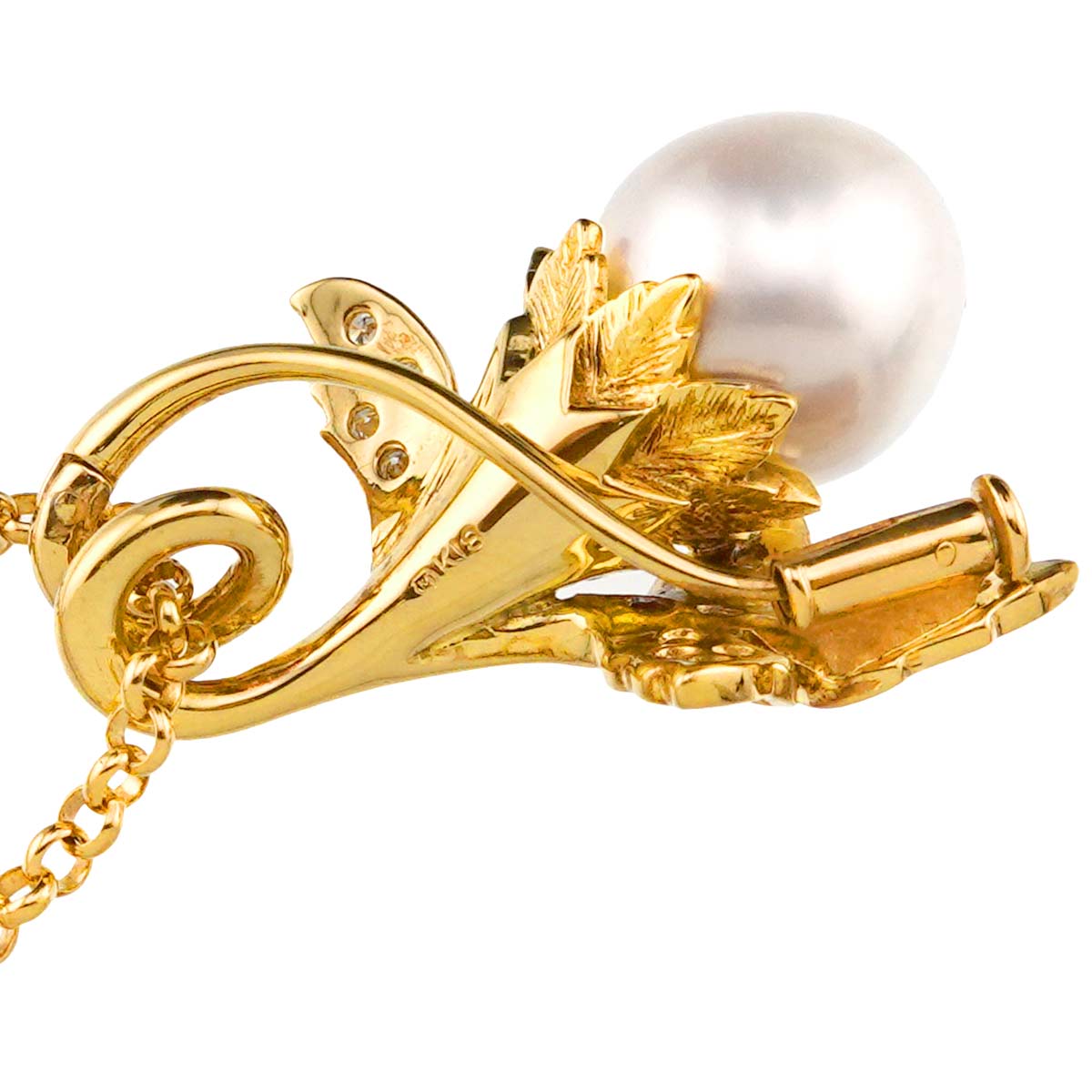 South Sea pearl 11.5mm Diamond Necklace 18K Yellow Gold 750