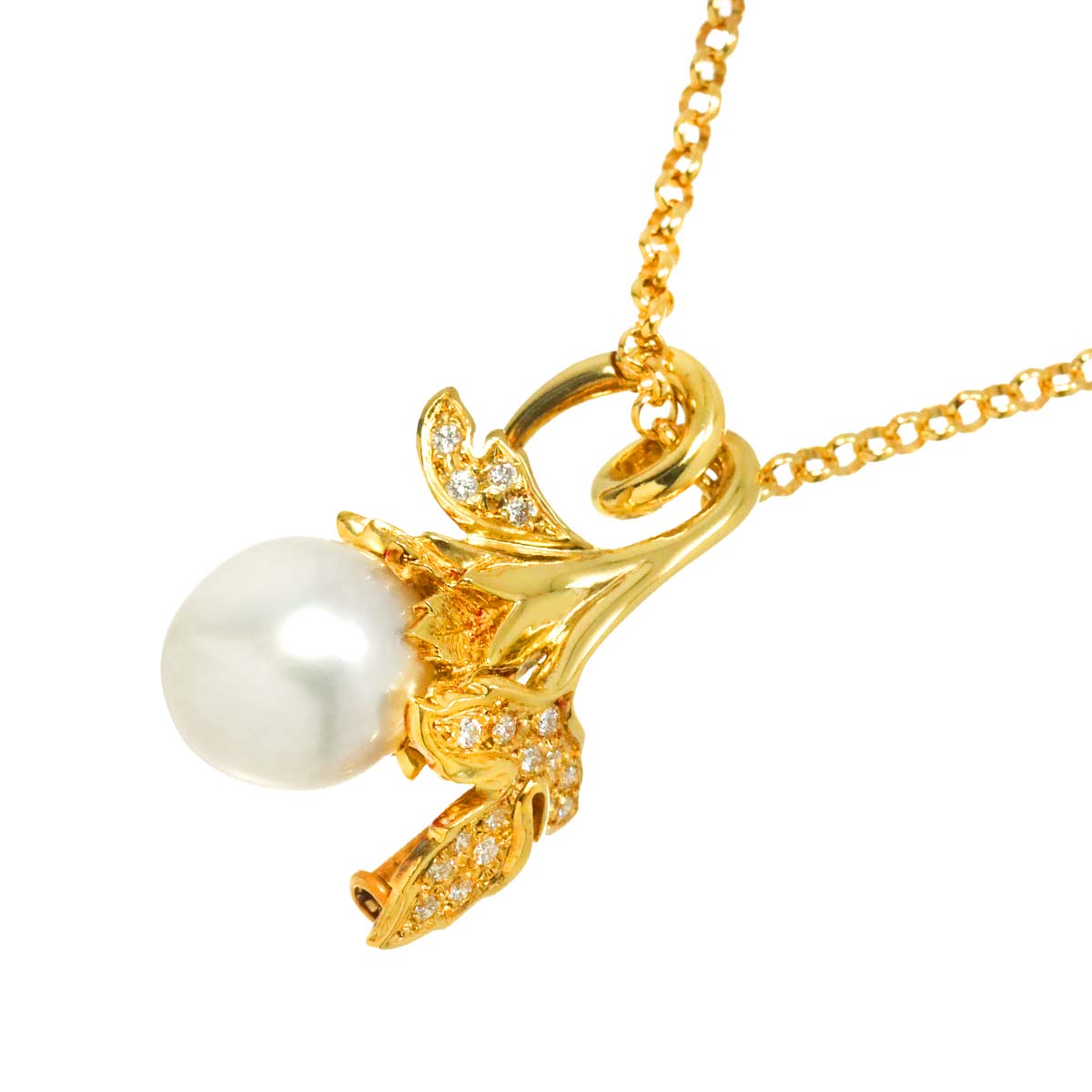 South Sea pearl 11.5mm Diamond Necklace 18K Yellow Gold 750