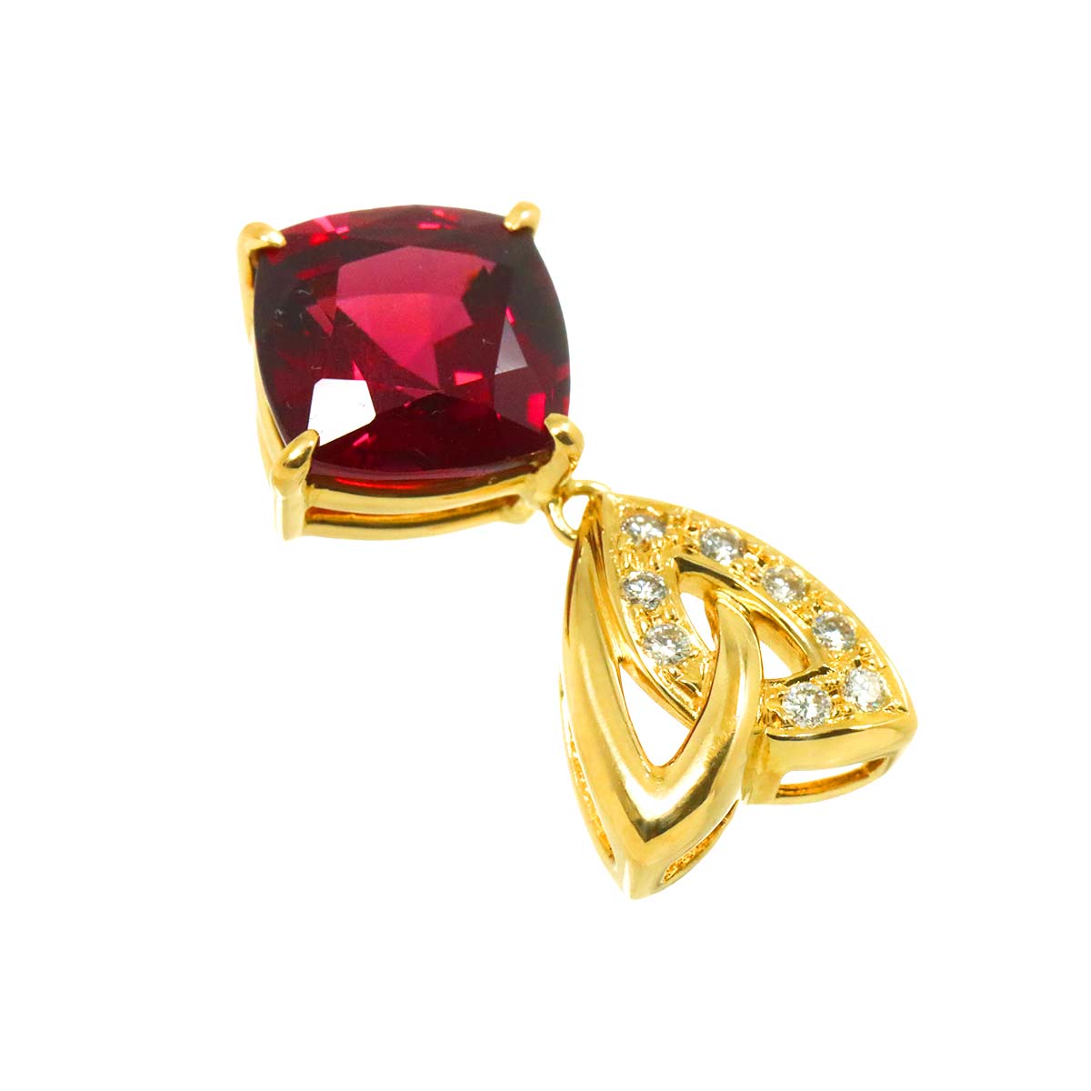 Tourmaline 3.96ct Diamond 0.07ct Pendant Top 18K YG 750